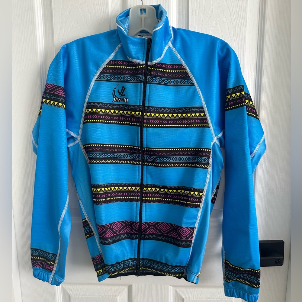 Cycling Jacket Blue Tribal Pattern